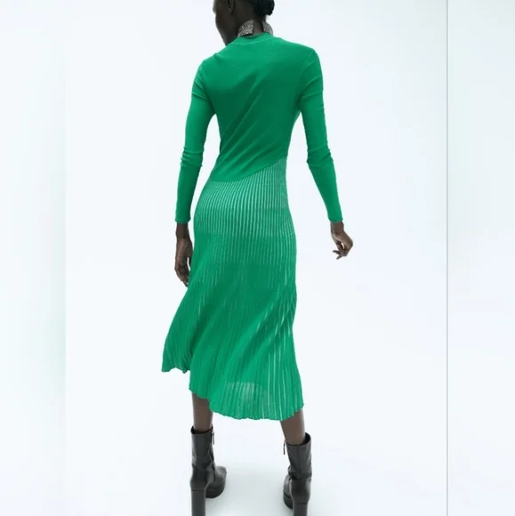 NWT ZARA | Pleated Midi Dress - Picture 9 of 10